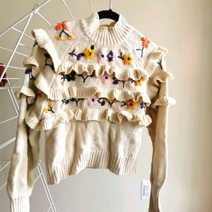Zara Ruffle Flower Sweater